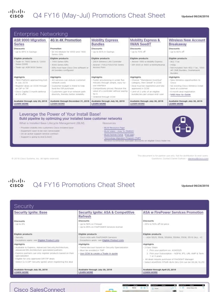 FY16 Q4 Cisco Promotion Cheat Sheet US Juniper Networks Wireless Lan
