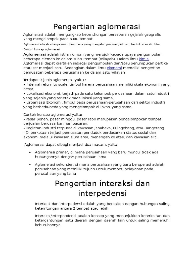 Pengertian Aglomerasi | PDF