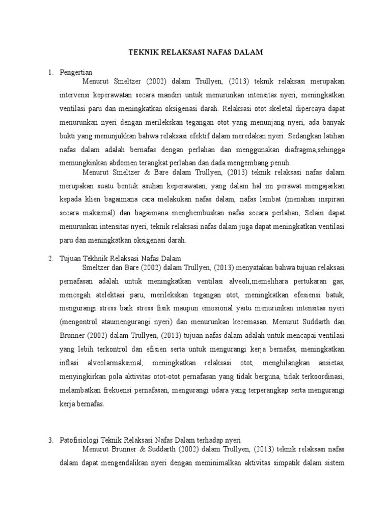 Teknik Relaksasi Nafas Dalam