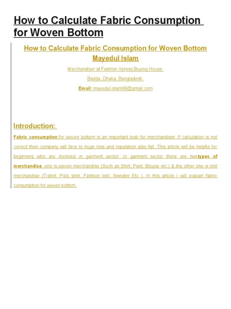 How To Calculate Fabric Consumption For Woven Bottom PDF Blouse
