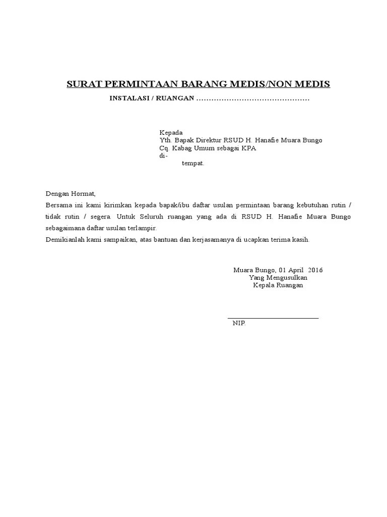 Surat Permintaan Barang Medis | PDF
