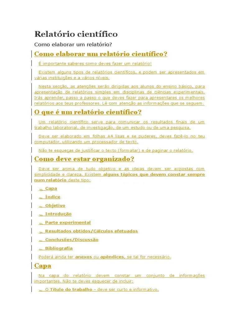 Como Elaborar Um Relatório Científico