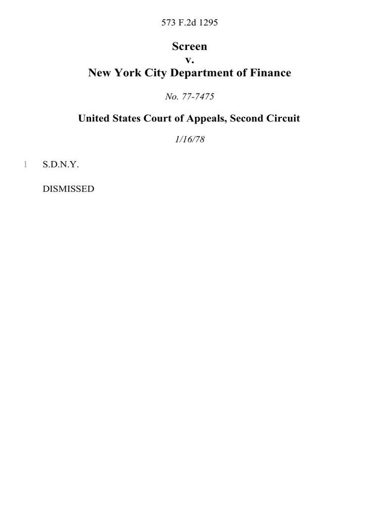 Screen v. New York City Department of Finance, 573 F.2d 1295, 2d Cir