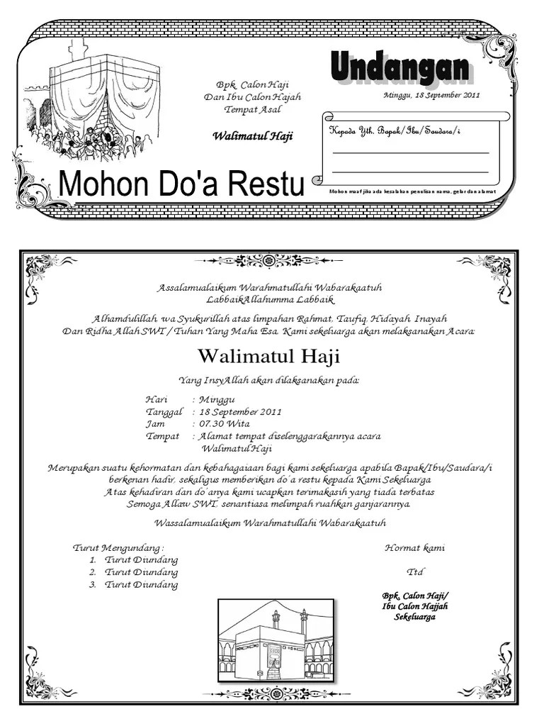 Undangan Walimatussafar Haji Doc – Penggambar