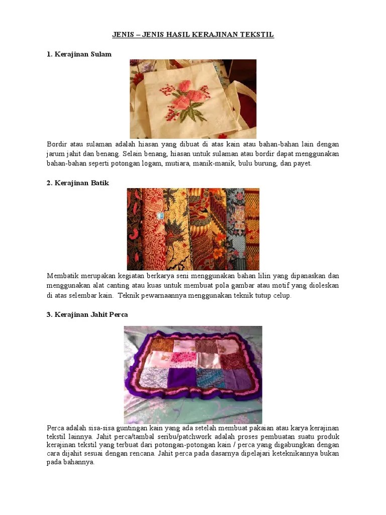 Jenis Kerajinan Tekstil | PDF