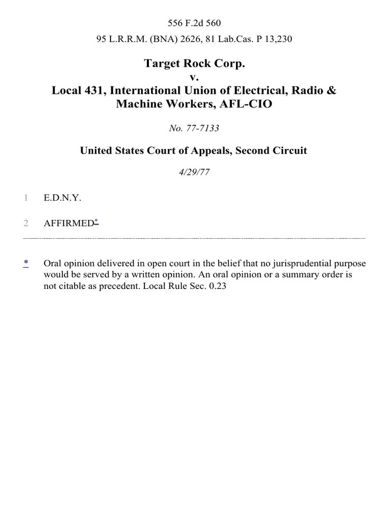 Target Rock Corp. v. Local 431, International Union of Electrical, Radio & MacHine Workers, Afl