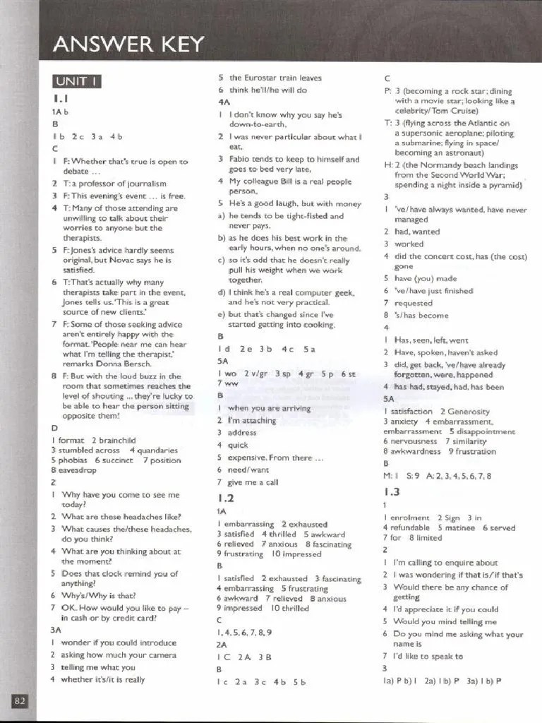 SpeakOut UpperIntermediate Workbook Answer Key PDF