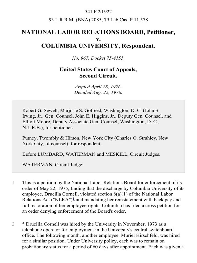 National Labor Relations Board, Petitioner, v. COLUMBIA UNIVERSITY