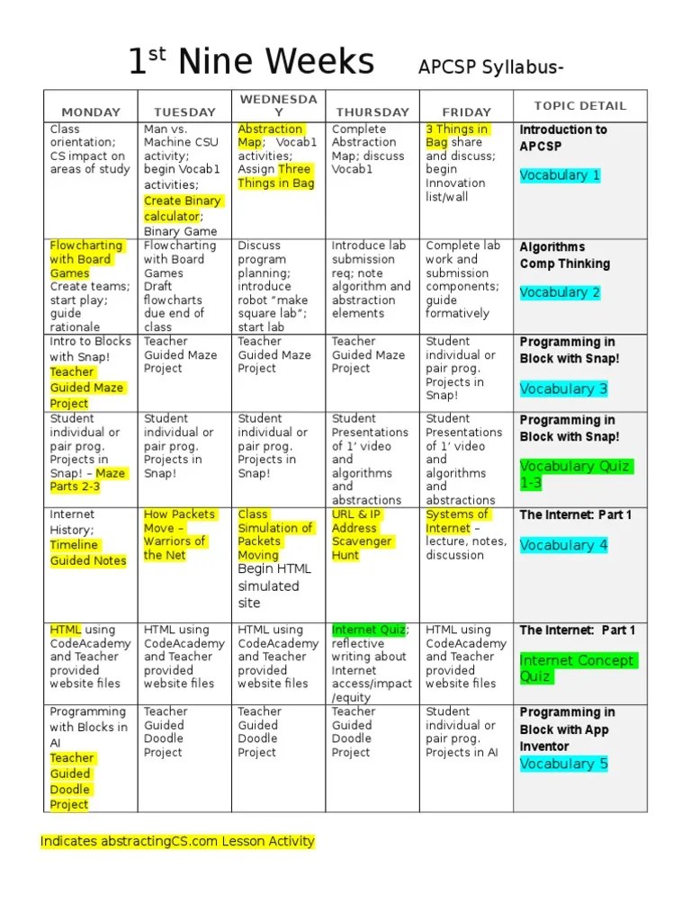 apcsp pacing calendar 201617 Cryptography String Science)