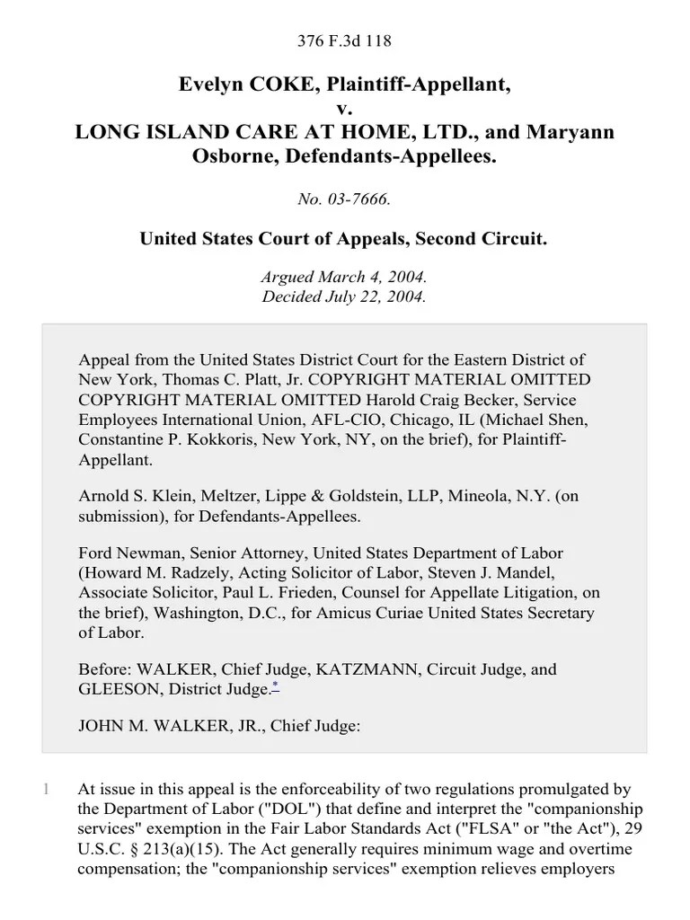 Evelyn Coke v. Long Island Care at Home, Ltd., and Maryann Osborne, 376