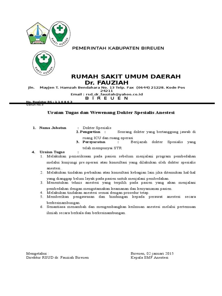 Uraian Tugas Dr.spesialis