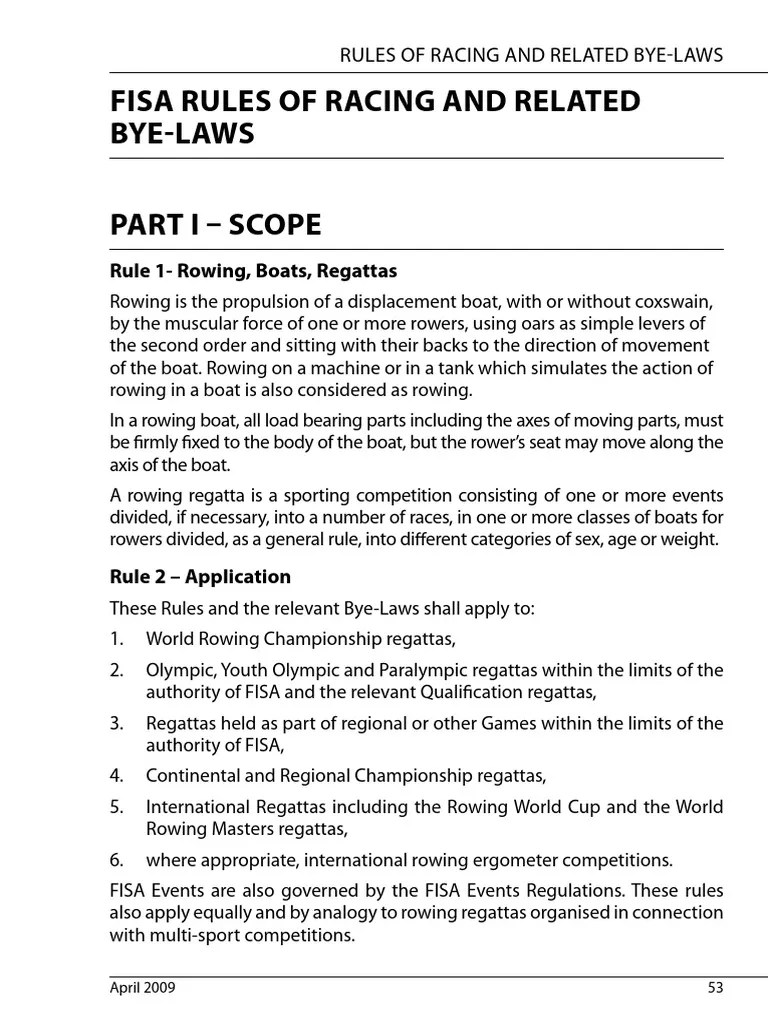 FISA Racing Rules PDF Rowing (Sport) Rowing