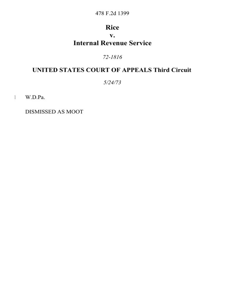 Rice v. Internal Revenue Service United States Court of Appeals Third