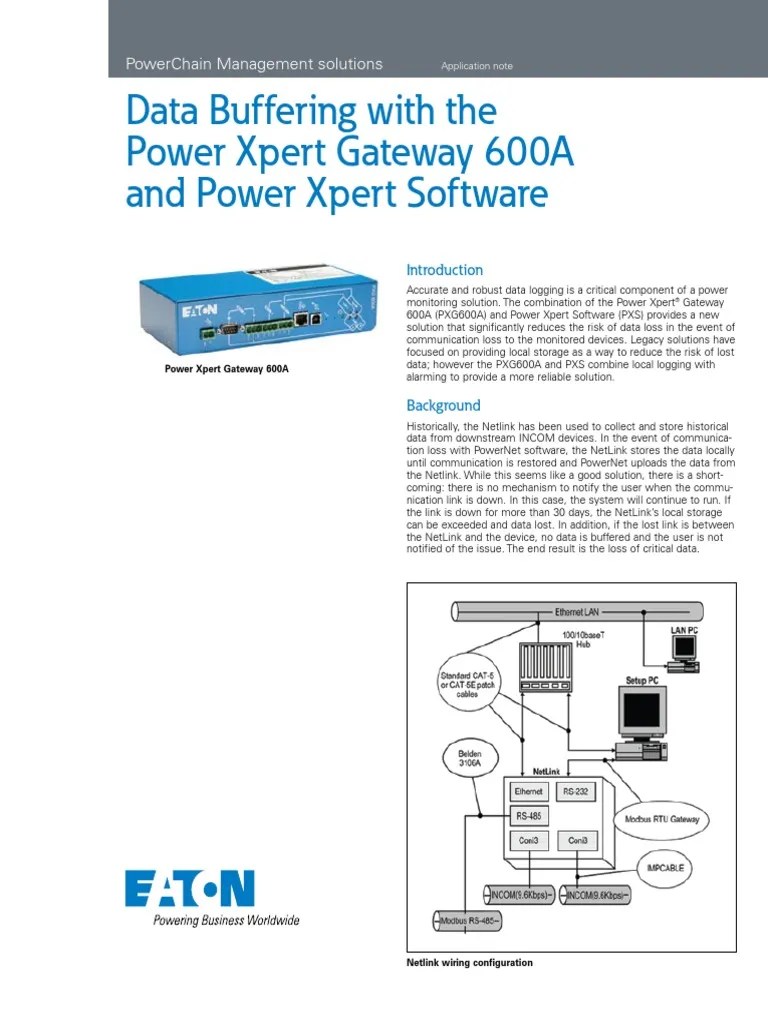 Data Buffering With The Power Xpert Gateway 600A and Power Xpert