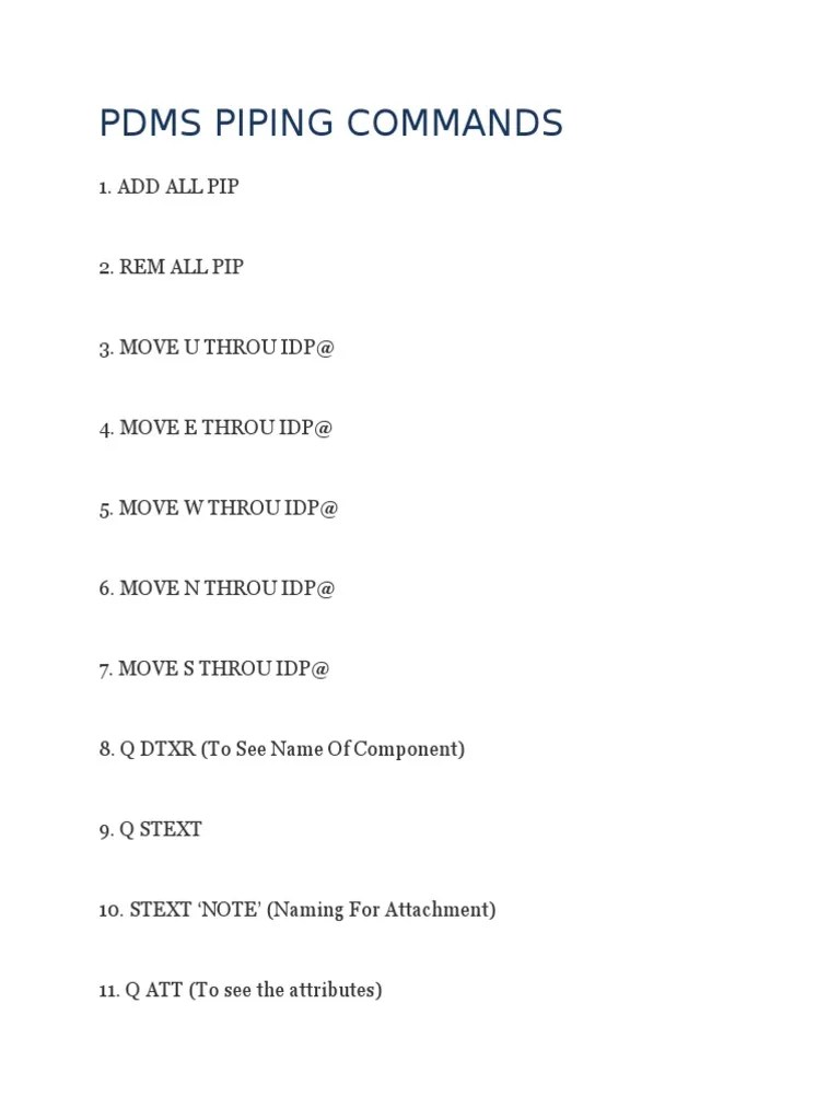 Pdms Piping Commands Plumbing Hydraulic Engineering