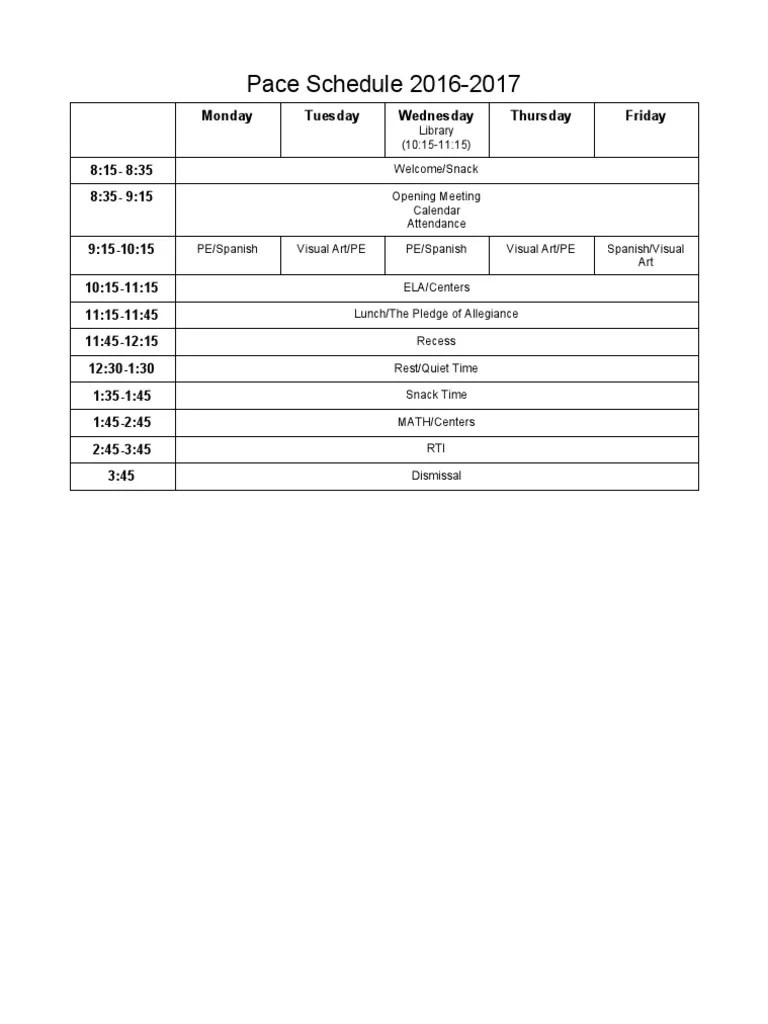 New Pace Schedule | PDF