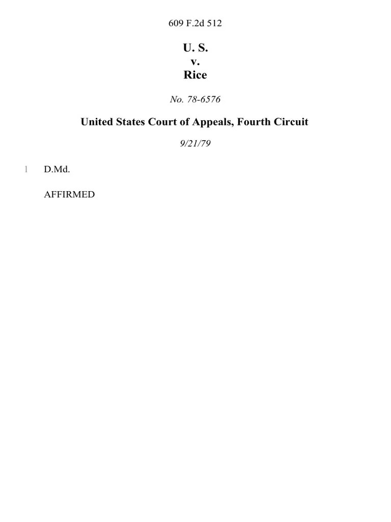 U. S. v. Rice United States Court of Appeals, Fourth Circuit PDF