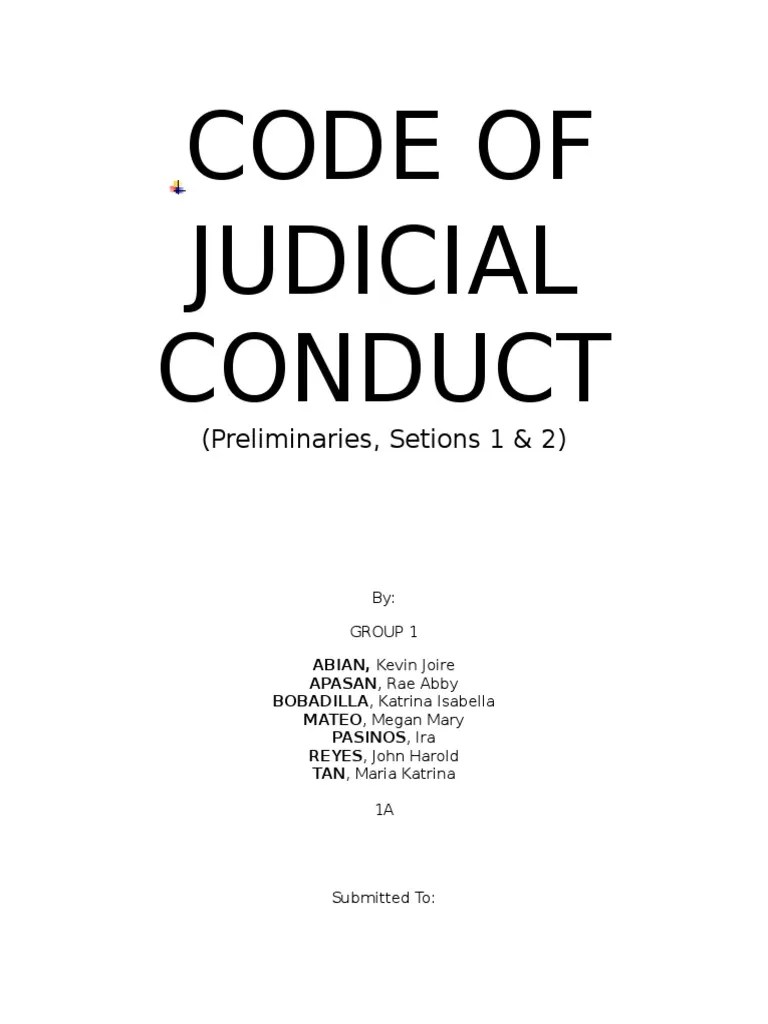 Code of Judicial Ethics Group 1 PDF Judiciaries Judge