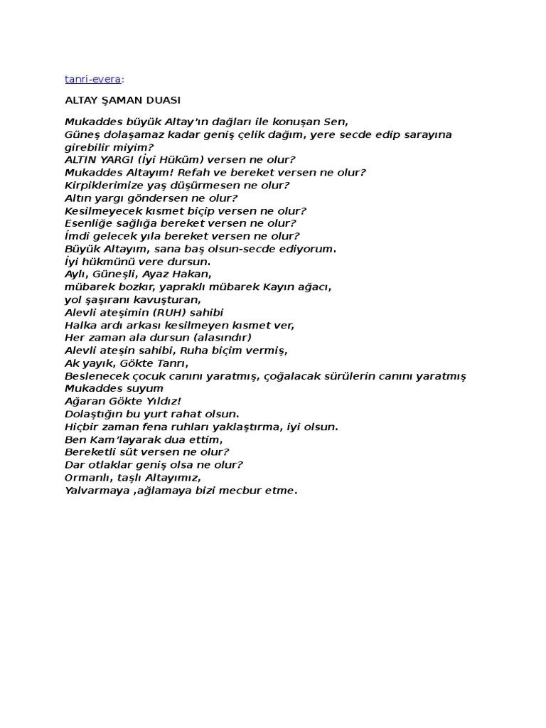 şaman duaları