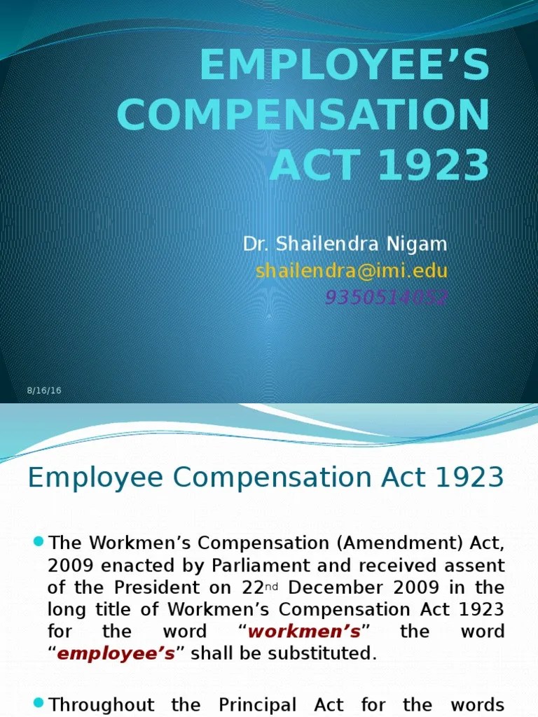 Employee Compensation Act 1923 PDF Workers' Compensation Act Of