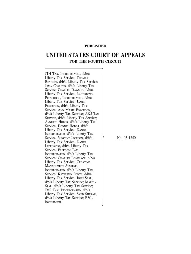 JTH Tax Incorporated v. H&R Block Eastern, 4th Cir. (2004) Government
