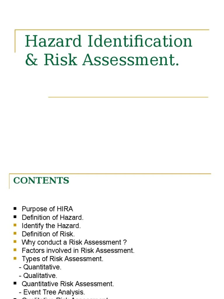 Hazard Identification Amp Risk Assessment PDF Occupational Safety
