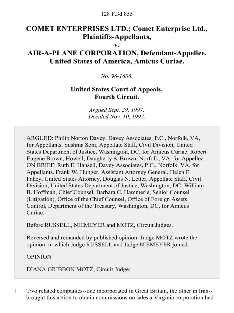 Comet Enterprises Ltd. Comet Enterprise Ltd. v. AirAPlane Corporation