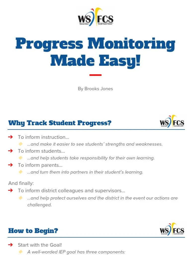 Progress Monitoring Made Easy Reading (Process) Reading Comprehension