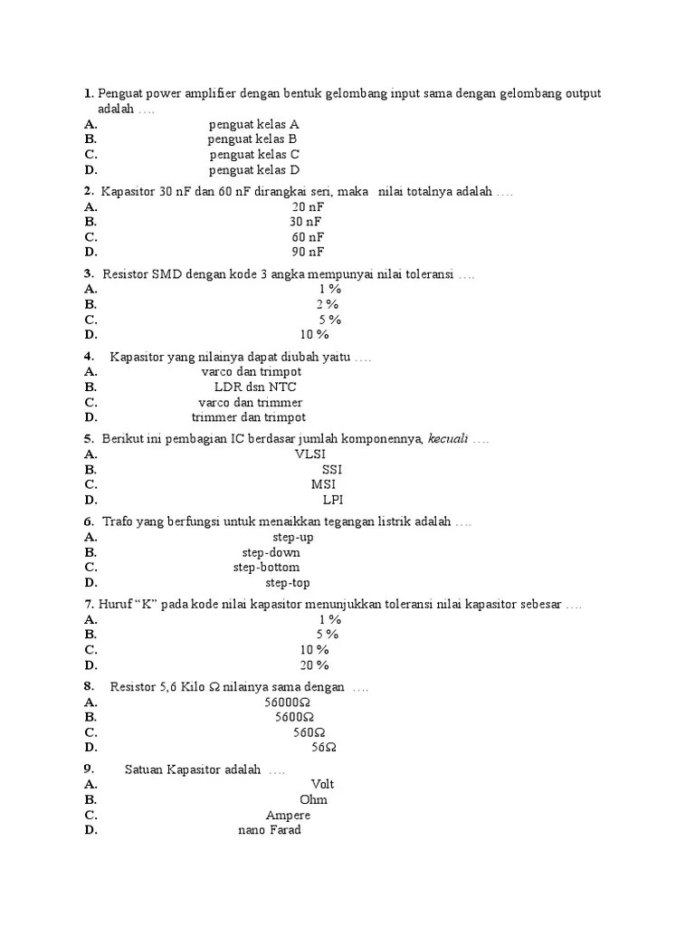Soal Elektronika Dasar 1