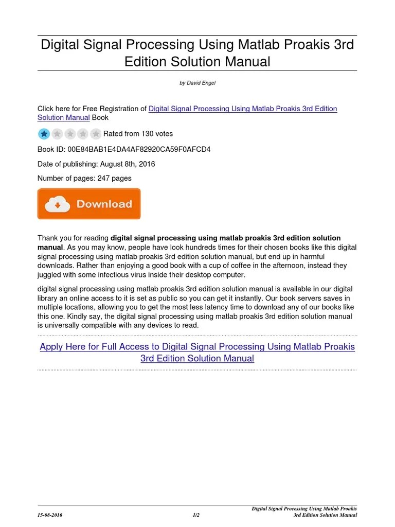 Digital Signal Processing Using Matlab Proakis 3rd Edition Solution