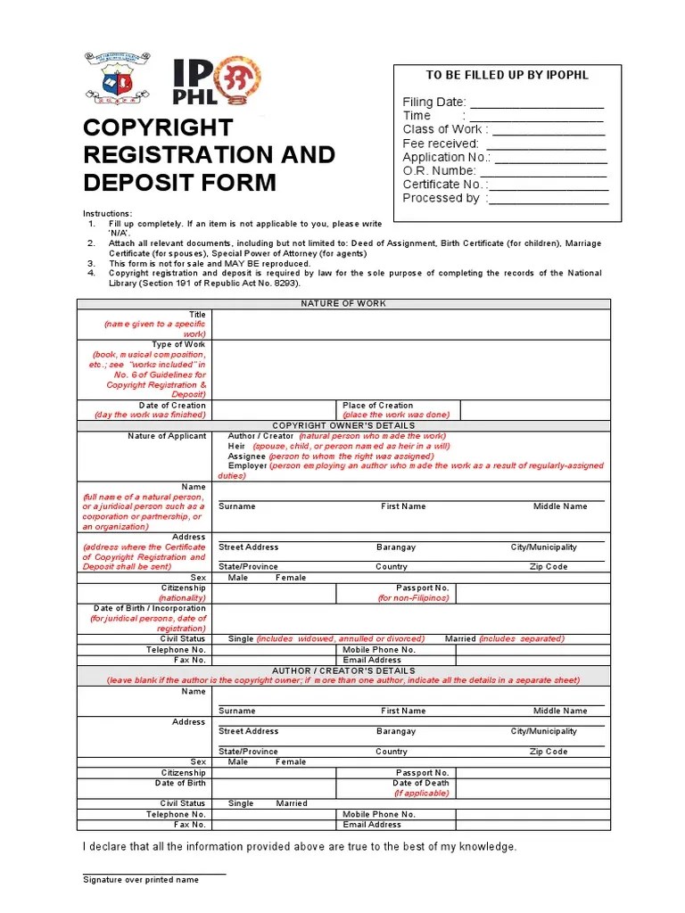 COPYRIGHT APPLICATION FORM.pdf Affidavit Legal Personality