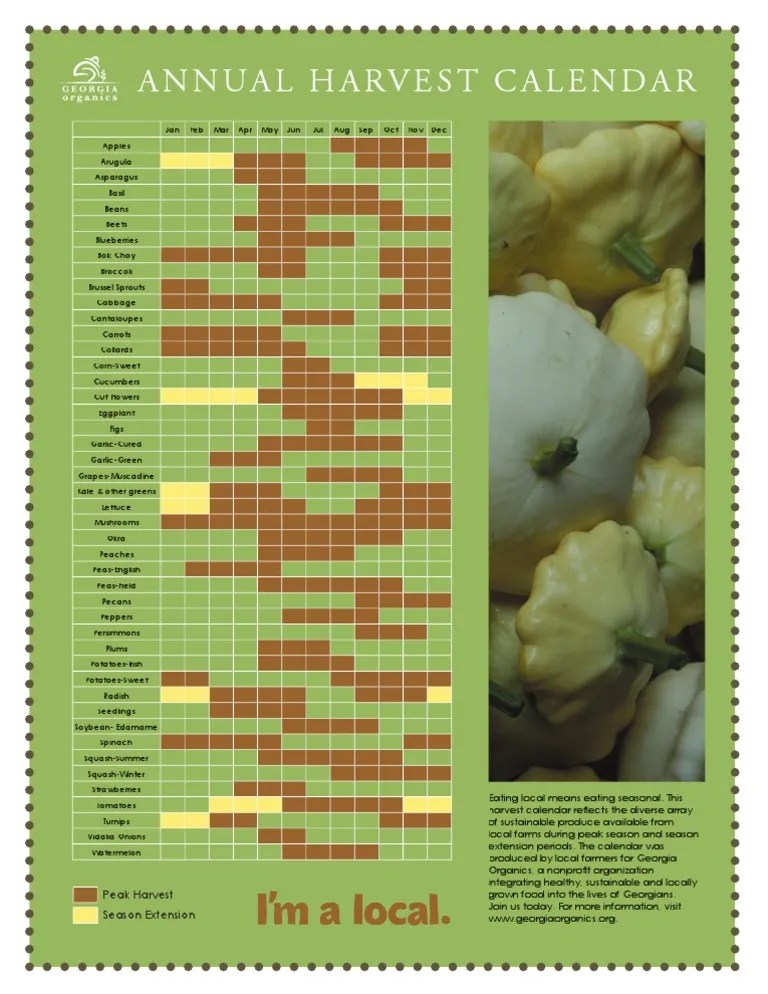 Organics Seasonal Calendar PDF