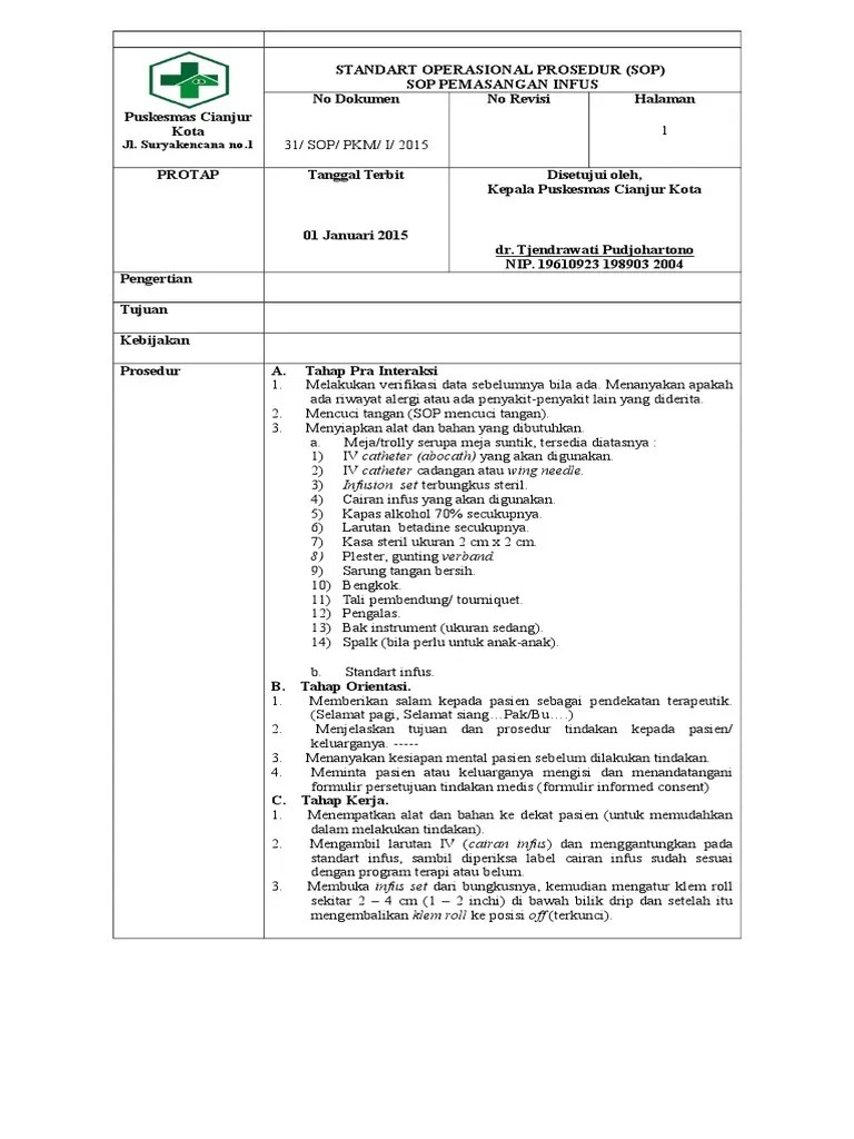 Sop Pemasangan Infus