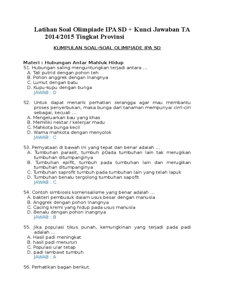 Latihan Soal Olimpiade IPA SD PDF
