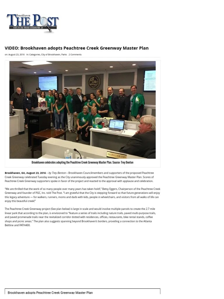 Video Brookhaven Adopts Peachtree Creek Greenway Master Plan The