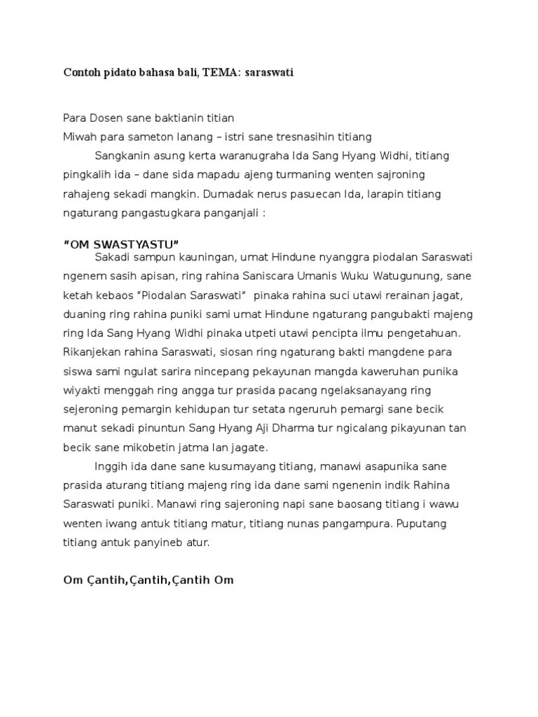 Contoh Pidato Bahasa Bali | PDF