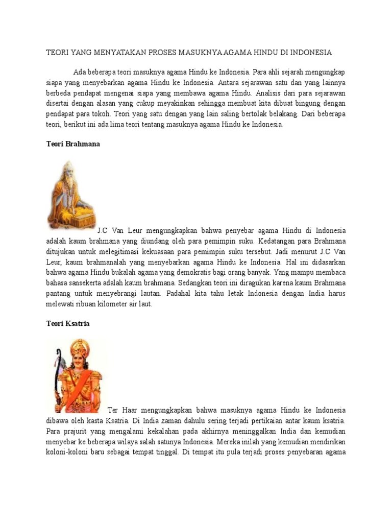 Ada Beberapa Teori Masuknya Agama Hindu Ke Indonesia | PDF