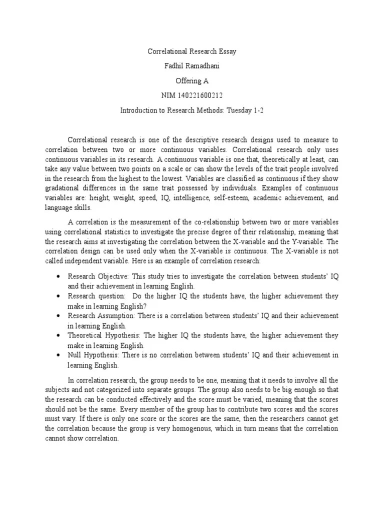 Correlational Research Essay PDF Scatter Plot Correlation And Dependence