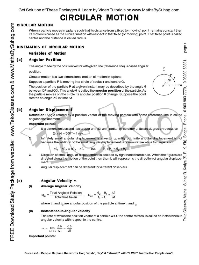 Circular Motion Type 2 PART 1 of 2 ENG PDF Acceleration Rotation