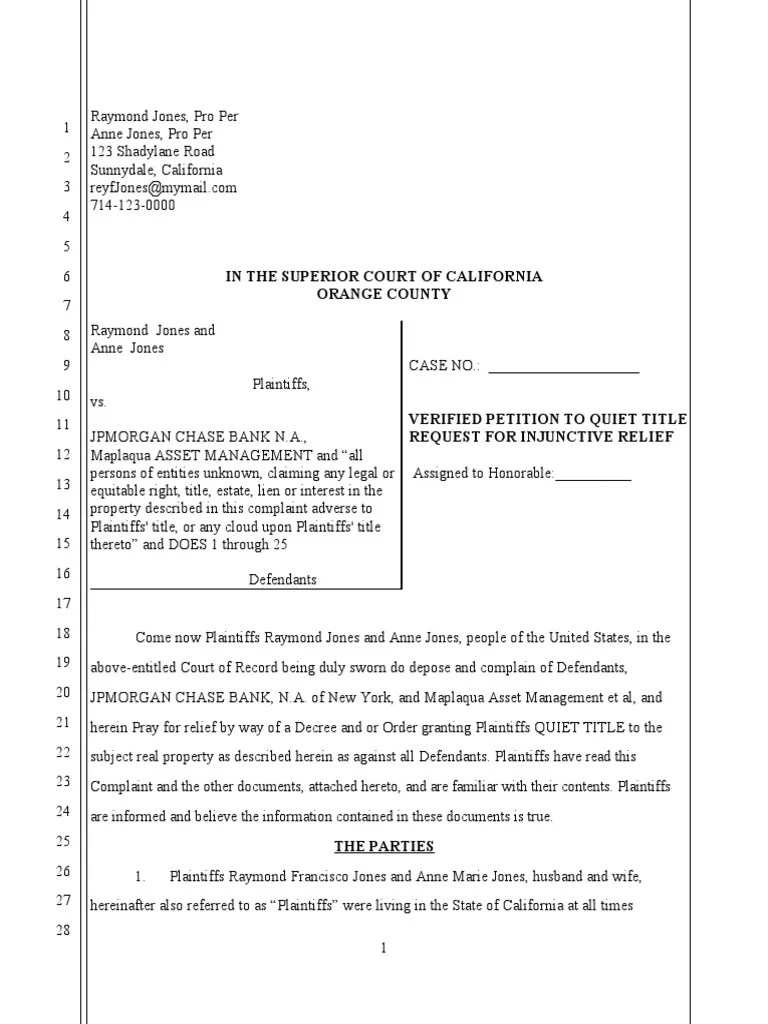 Quiet Title Sample PDF Chase Bank Washington Mutual