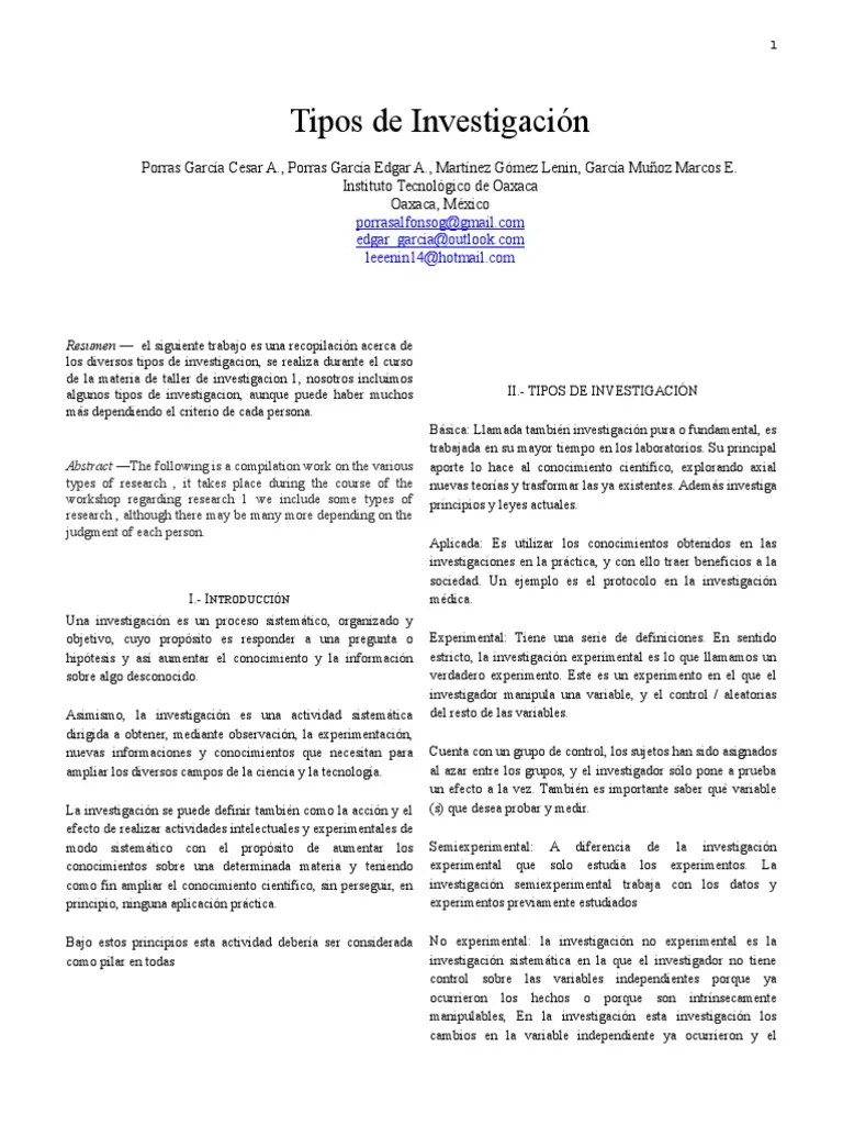 Articulo Tipos de Investigacion Ieee Medición Interacciones de