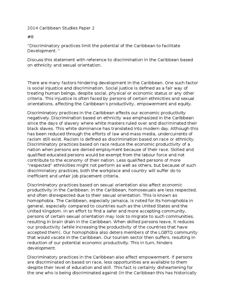 2014 Caribbean Studies Paper 2 Caribbean Differences