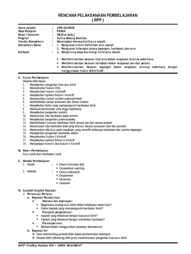 RPP Fisika SMK kelas XII.doc