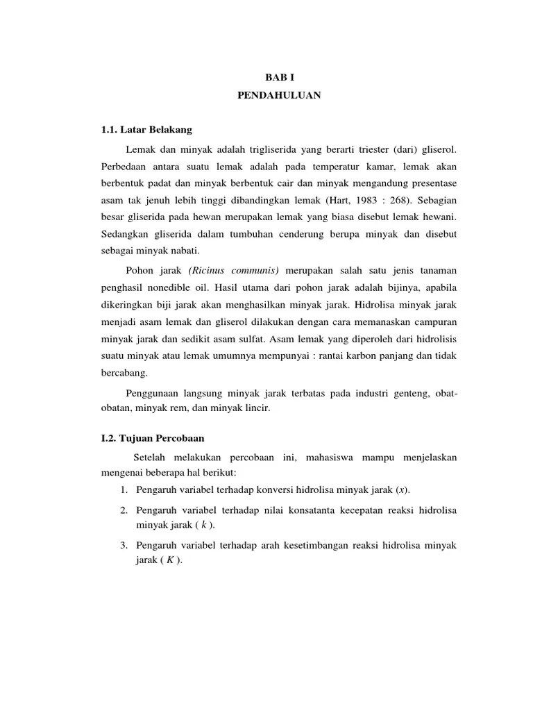 Hidrolisa Minyak Jarak