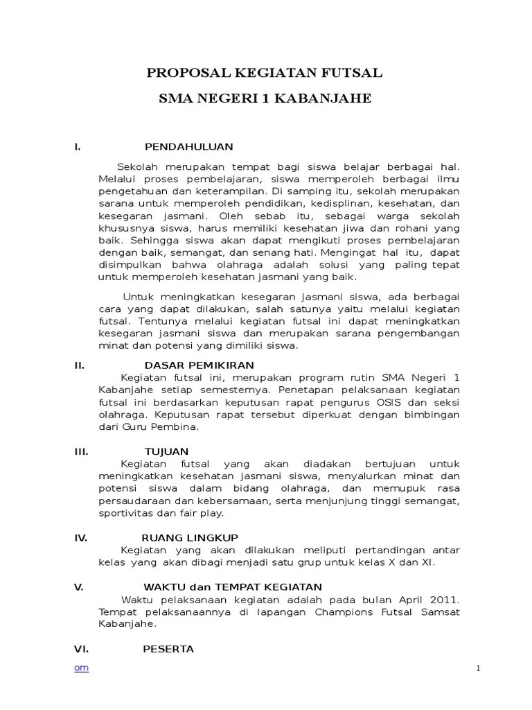 Contoh Proposal Kegiatan Futsal | PDF