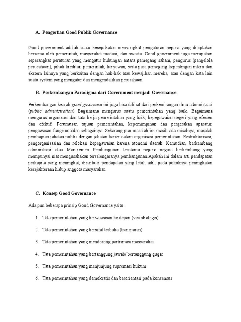 Pengertian Good Publik Governance | PDF