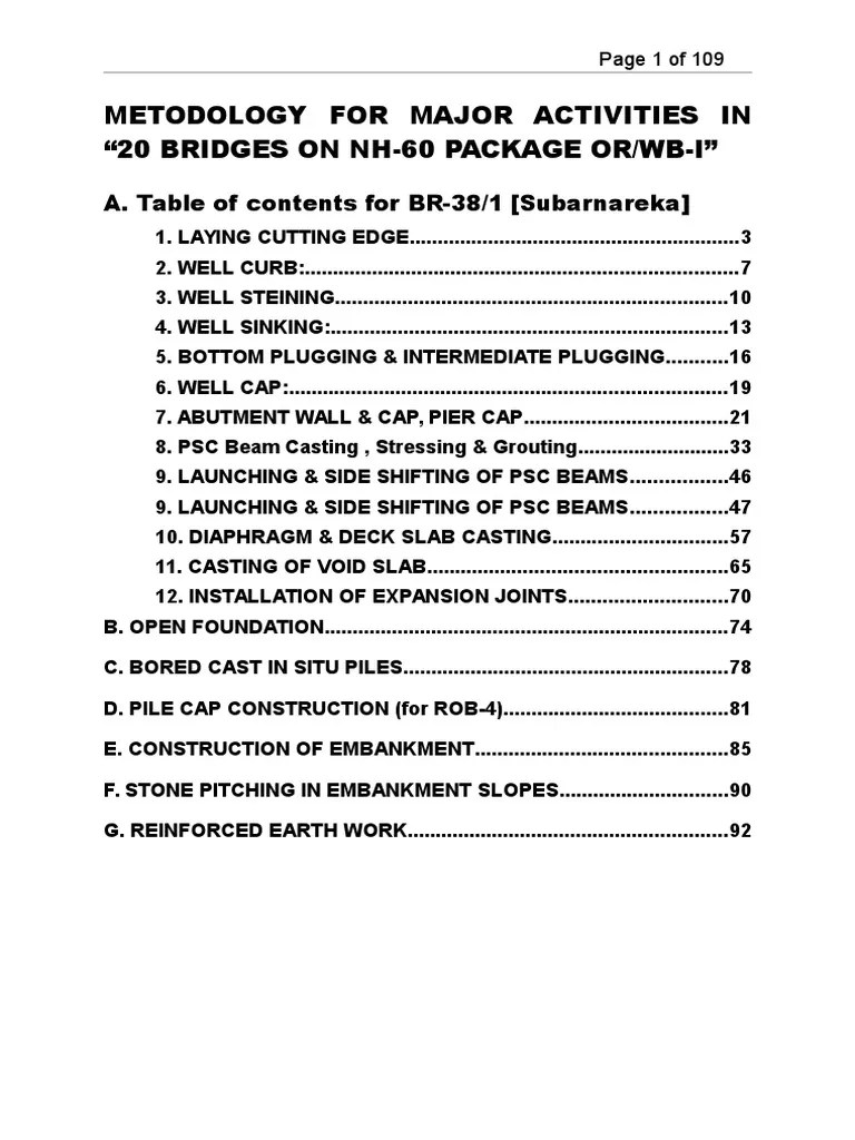 Method Statement 20 Bridges PDF Metal Fabrication Concrete