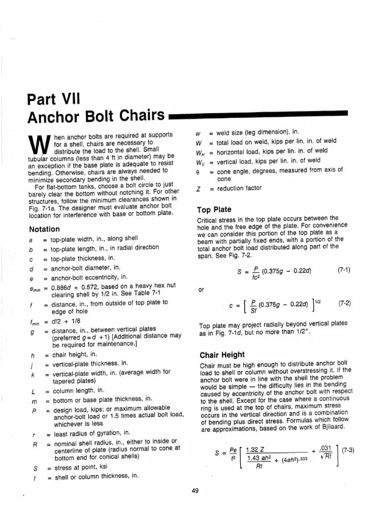 AISI Steel Plate Engineering Data, Volume 2, Part 5, Anchor Bolt Chairs