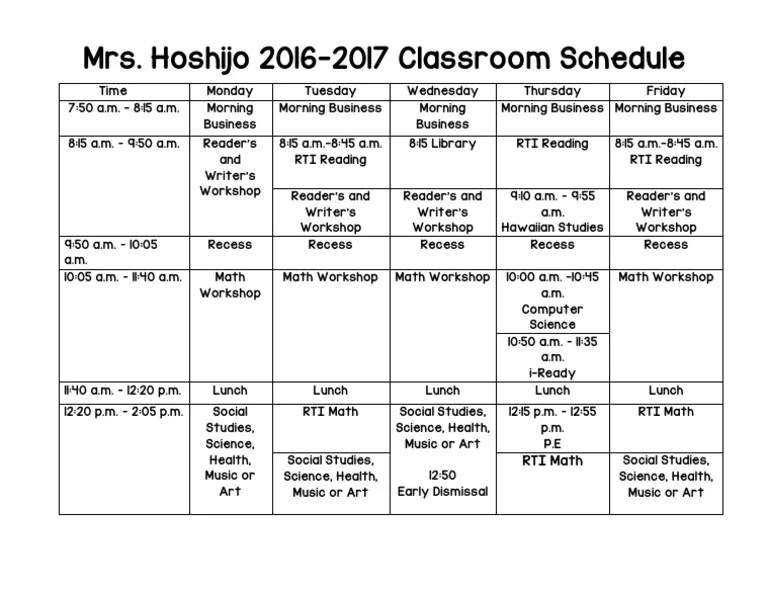 Classroom Schedule PDF