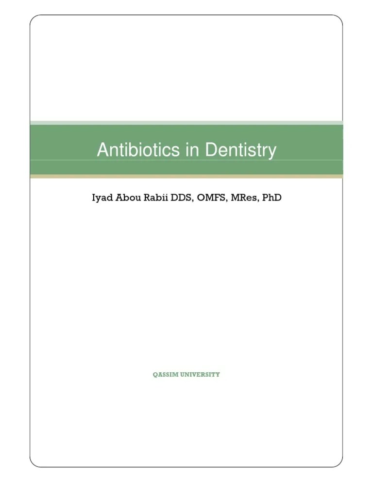Antibiotics Use in Dentistry PDF Topical Medication Infection